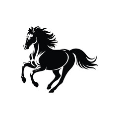 Black Running Horse Silhouette – Elegant Wild Stallion Vector Illustration