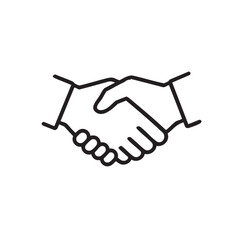 Obraz premium Black silhouette of a handshake vector illustration icon showing two people hands and arms in a business concept drawing design symbol