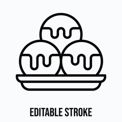 Ice Cream Scoops in Bowl Isolated Vector Lineal Style Icon, Editable Stroke.