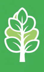 Stylized green tree illustration on a vibrant green background, perfect for eco-friendly branding