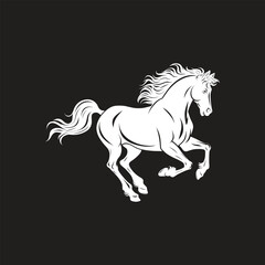 White Horse Silhouette Elegant Running Stallion Vector Illustration
