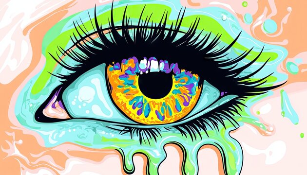 Psychedelic eye with dripping paint