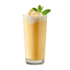 Refreshing and Creamy Fruit Smoothie with Whipped Topping and Mint Garnish in a Tall Glass