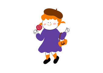ハロウィンを楽しむ女の子のイラスト素材
