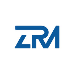 The image shows a flat monogram logo design of an initial letter ZRM in blue color that looks clean and bold on a white background for general purposes