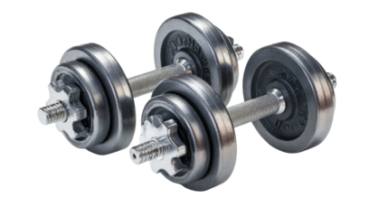The image shows an adjustable dumbbell set on white background 