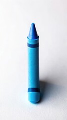 Colorful blue crayon on white surface