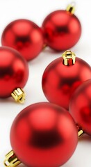 Close Up of Red Christmas Ornaments.
