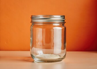 Simple glass jar with white or clear contents in a minimalist design