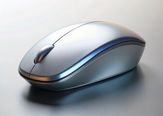 Modern computer mouse on a sleek white surface with a subtle gradient effect