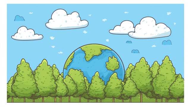 Earth and forest illustration environmental conservation concept