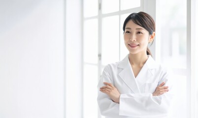 白衣の女性・笑顔・美容/医療シーン