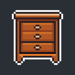 wooden dresser in pixel art style