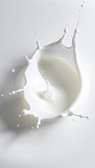 Dynamic Milk Splash with High Speed Photography Creating Abstract Liquid Sculpture Against Clean White Background Capturing Moment of Impact and Fluidity