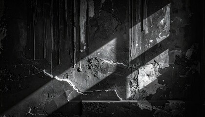 Abstract Black and White Wall with Light and Shadows Texture