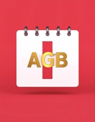A 3D calendar on red background with the letters AGB in gold