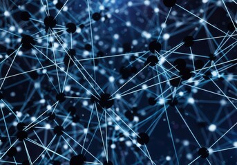 Abstract network of glowing nodes and interconnected lines representing data flow