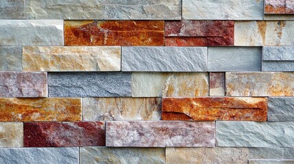 Natural Stone Texture Map: Gray-Brown Rectangular Rocks in Staggered Arrangement for Interior Design, Architectural Visualization and 3D Modeling Projects