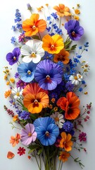Fresh pansy bouquet with detailed botanical beauty high resolution picture