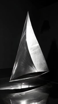 Graceful White Sail on Black Surface