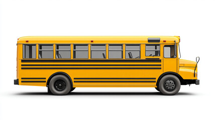 Classic Yellow School Bus Side View for Transportation Concept