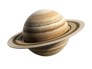 Saturn planet with rings isolated on black background for science and astronomy education resources