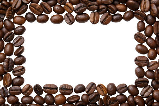 Roasted Coffee Beans Frame with Empty Space for Text or Logo on Black Background Great for Beverage or Food Product Designs