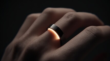 Finger wearing ring illuminated from underneath
