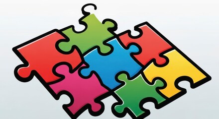 Obraz premium Colorful jigsaw puzzle pieces composition representing teamwork and problem solving