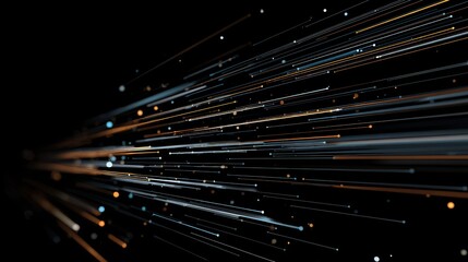 Lines of light streaks across dark background image
