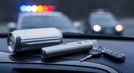 Drunk Driving Consequences Arrest, Breathalyzer, Car Keys, and Police Presence
