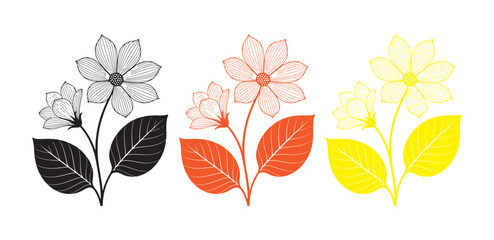 Vibrant floral icons for creative design