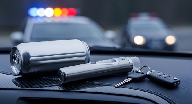 Drunk Driving Consequences Arrest, Breathalyzer, Car Keys, and Police Presence