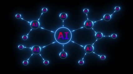 AI network with nodes and connections. Digital transformation reflects learning and innovation. Artificial intelligence network connections glowing nodes digital transformation concept abstract. - Powered by Adobe