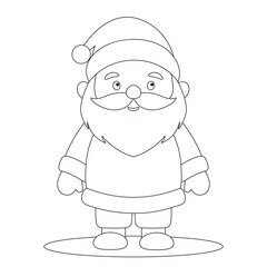 Santa Claus coloring page for kids, Christmas character in hat and costume, New Year holiday vector illustration