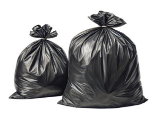 Two black garbage bags illustration against black background waste management disposal and environmental concerns showcasing responsibility