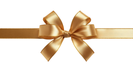 Gold ribbon bow against transparent background