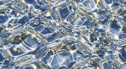 Abstract Water Surface with Reflected Light and Blue and Yellow