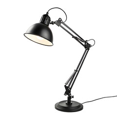 Adjustable black desk lamp isolated on white or transparent background