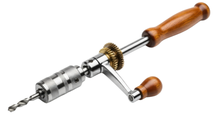 Hand drill for woodworking and DIY projects isolated PNG with Transparent Background