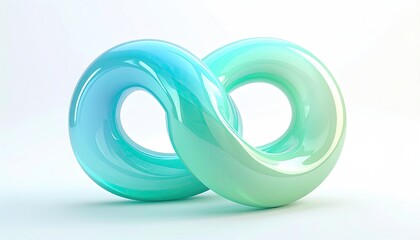 A glossy, gradient-colored infinity symbol rendered with soft light, a 3D shape