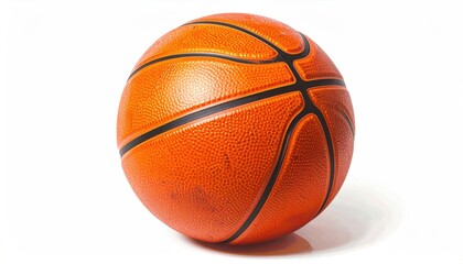 A well-worn, orange ball with black lines, isolated against a clean white background