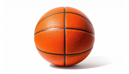 A close-up shot of an orange ball with black lines against a white backdrop