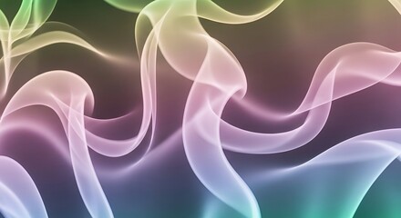 Ethereal ribbons of pastel light gracefully dance against a soft