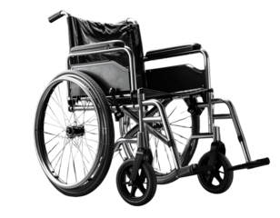 Mobility Assistance Blue Wheelchair with Metal Frame PNG