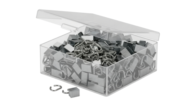 Box of Jewelry Jump Rings isolated PNG with Transparent Background