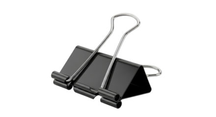 Black binder clip office supply isolated PNG with Transparent Background