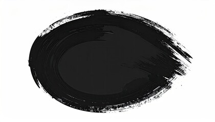 Bold, sweeping black brushstrokes form an oval shape against a stark white background