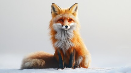 Fototapeta premium Alert fox poses against a light background in a professional studio