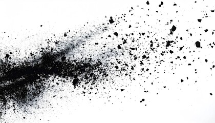 Abstract shot of dark powder scattered against a white background